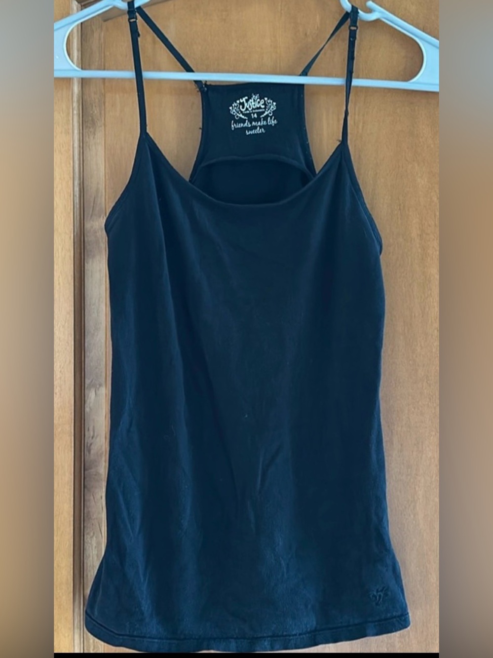 Justice Girls Black Cami Camisole Caged Strappy Racerback Tank Top Size 14